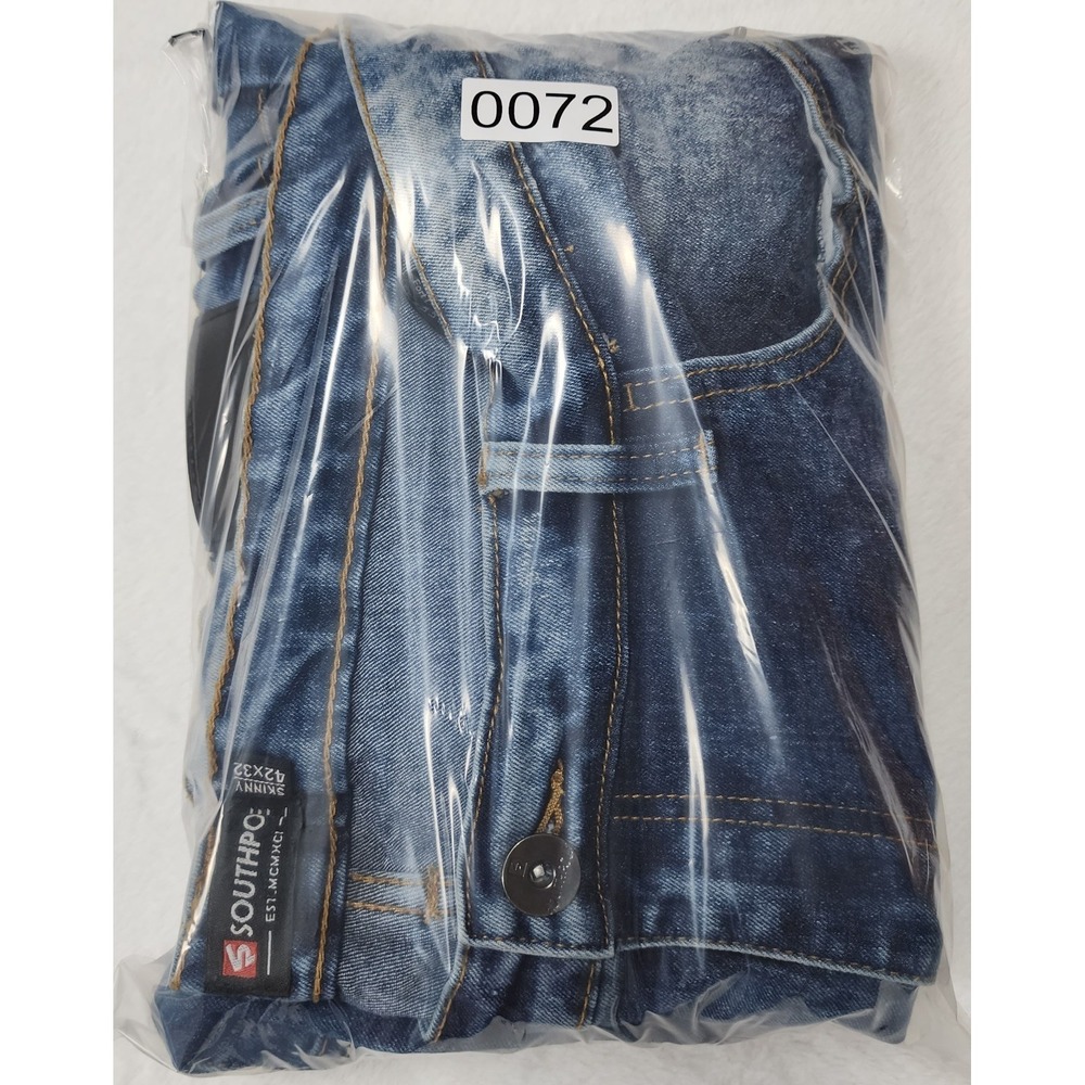 Southpole Skinny Jeans Mens 42x32 Blue Stretch Moto Biker Denim - Picture 13 of 13